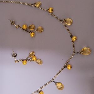 Genuine Citrine and Pearl Necklace and Earrings